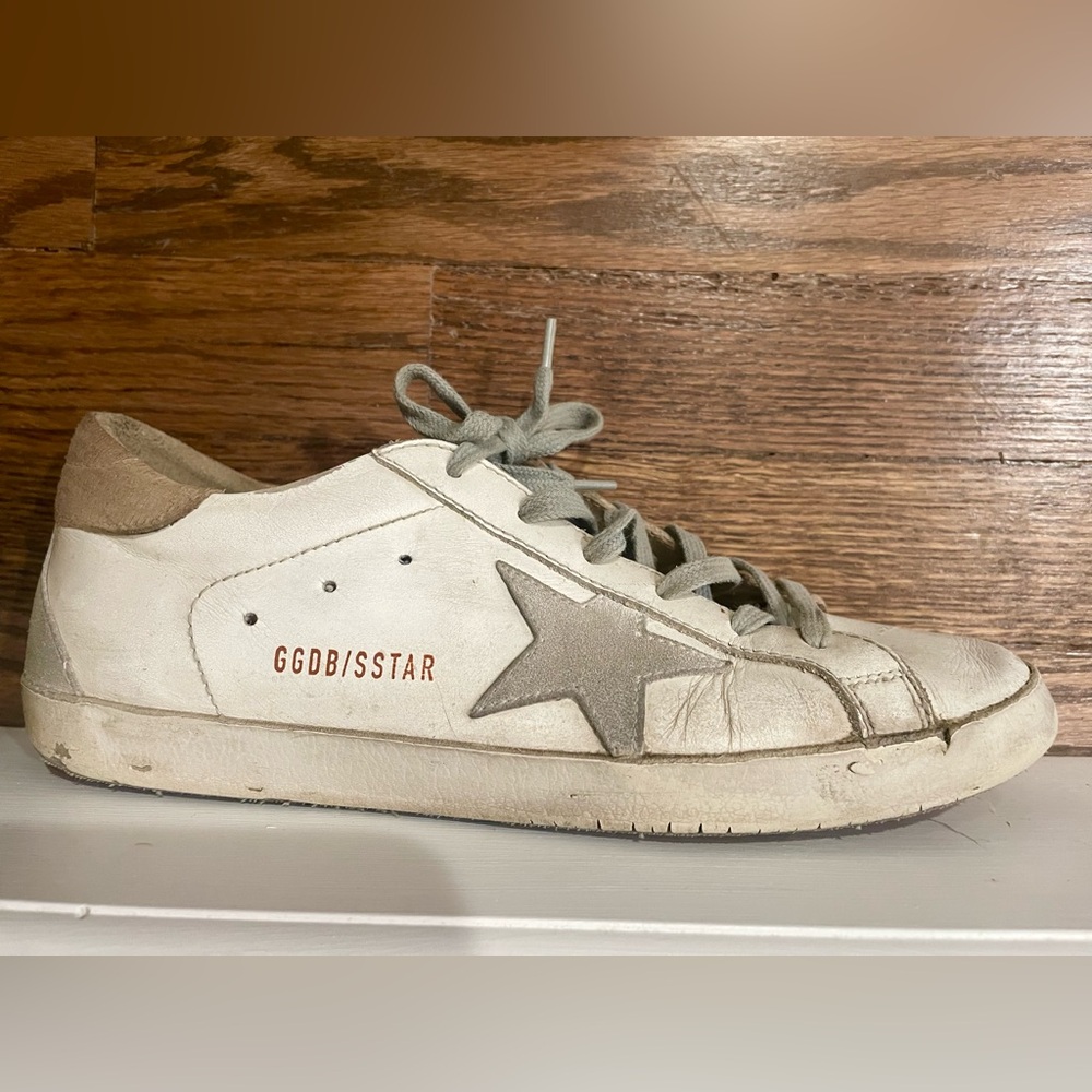 Golden Goose White and Gray Sneakers